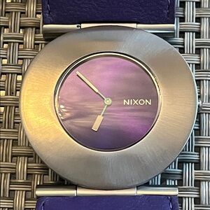 Nixon Silver and Purple Timepiece